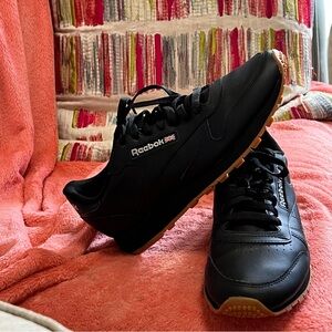 Reebok Men's Black Leather Sneakers Size 9